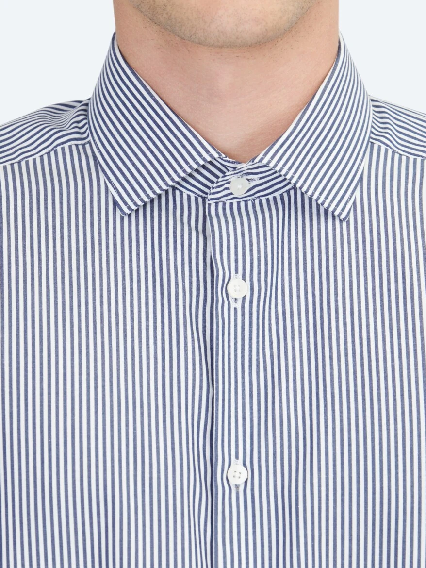 White Regular Fit Weaving Classical 100% Cotton Shirt - 4