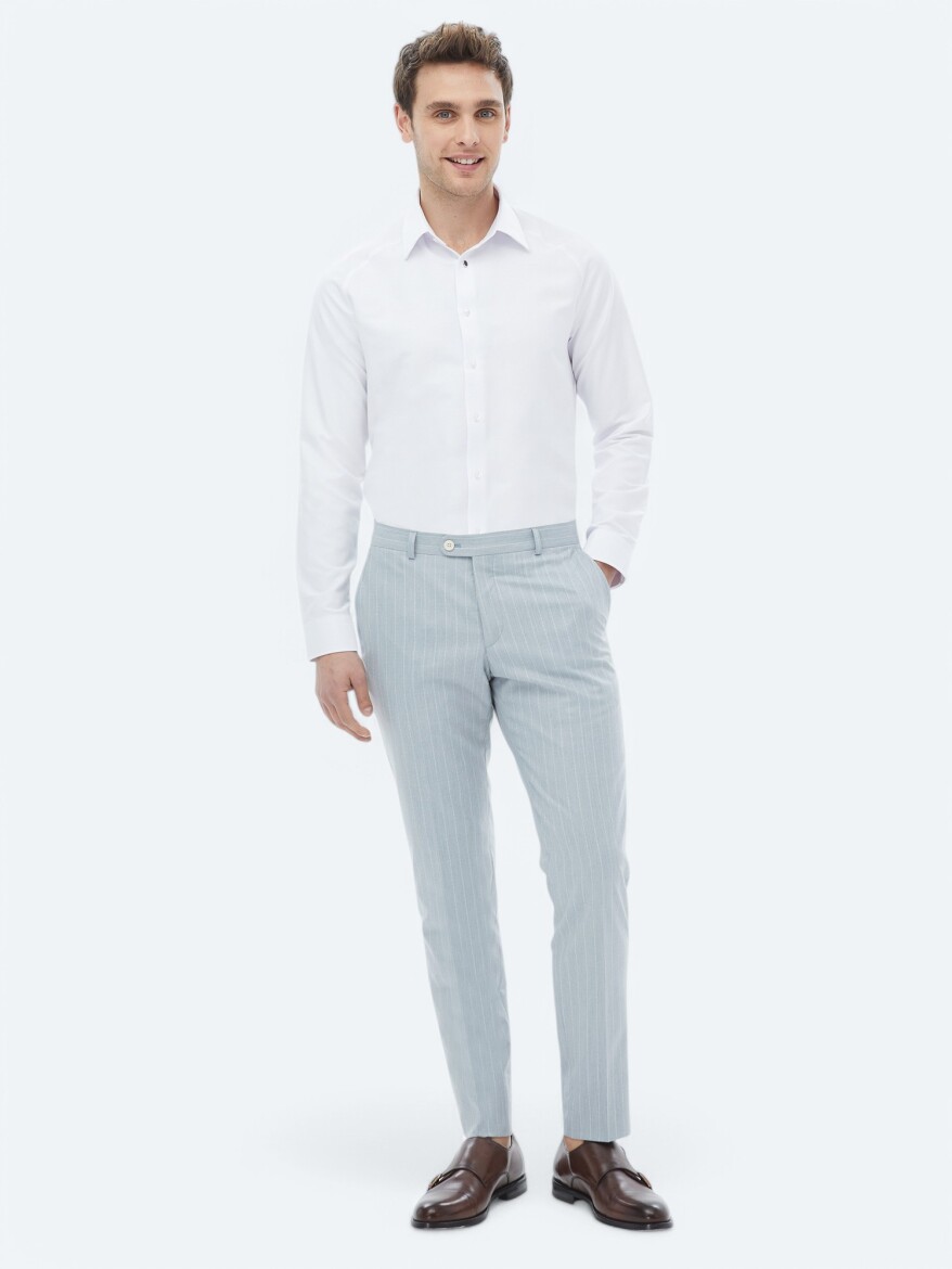 White Regular Fit Weaving Classical Cotton Blended Shirt - 2