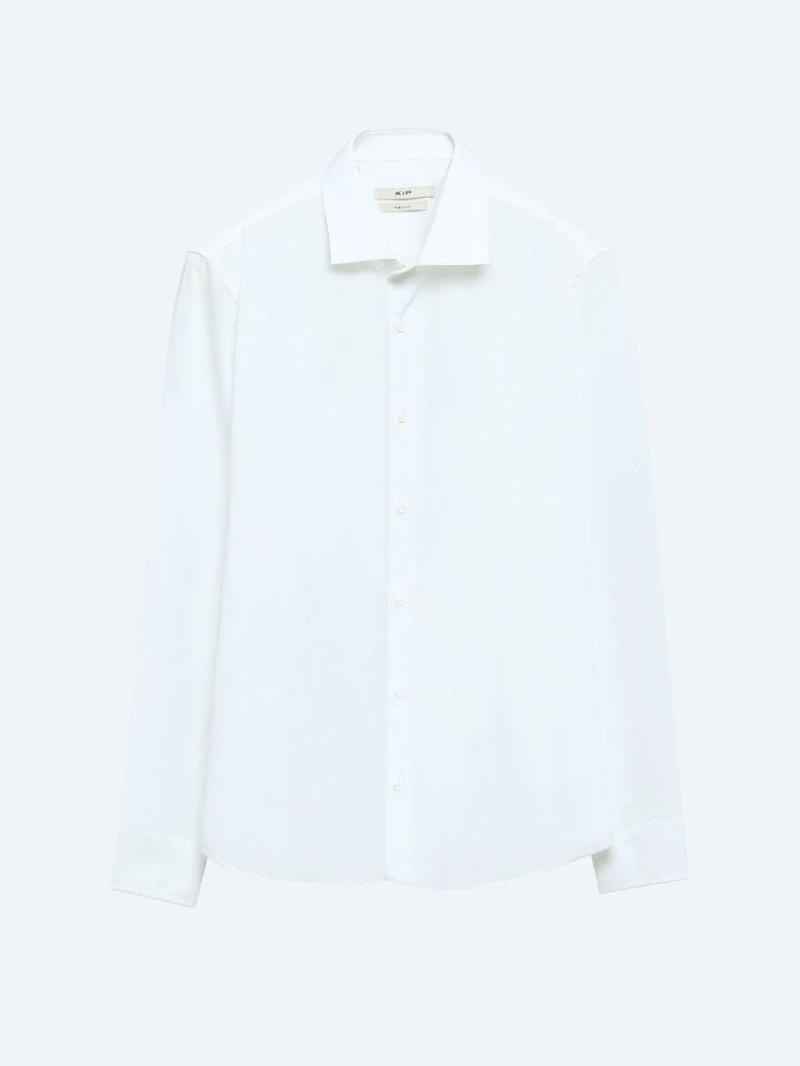 White Regular Fit Weaving Classical Cotton Blended Shirt - 6