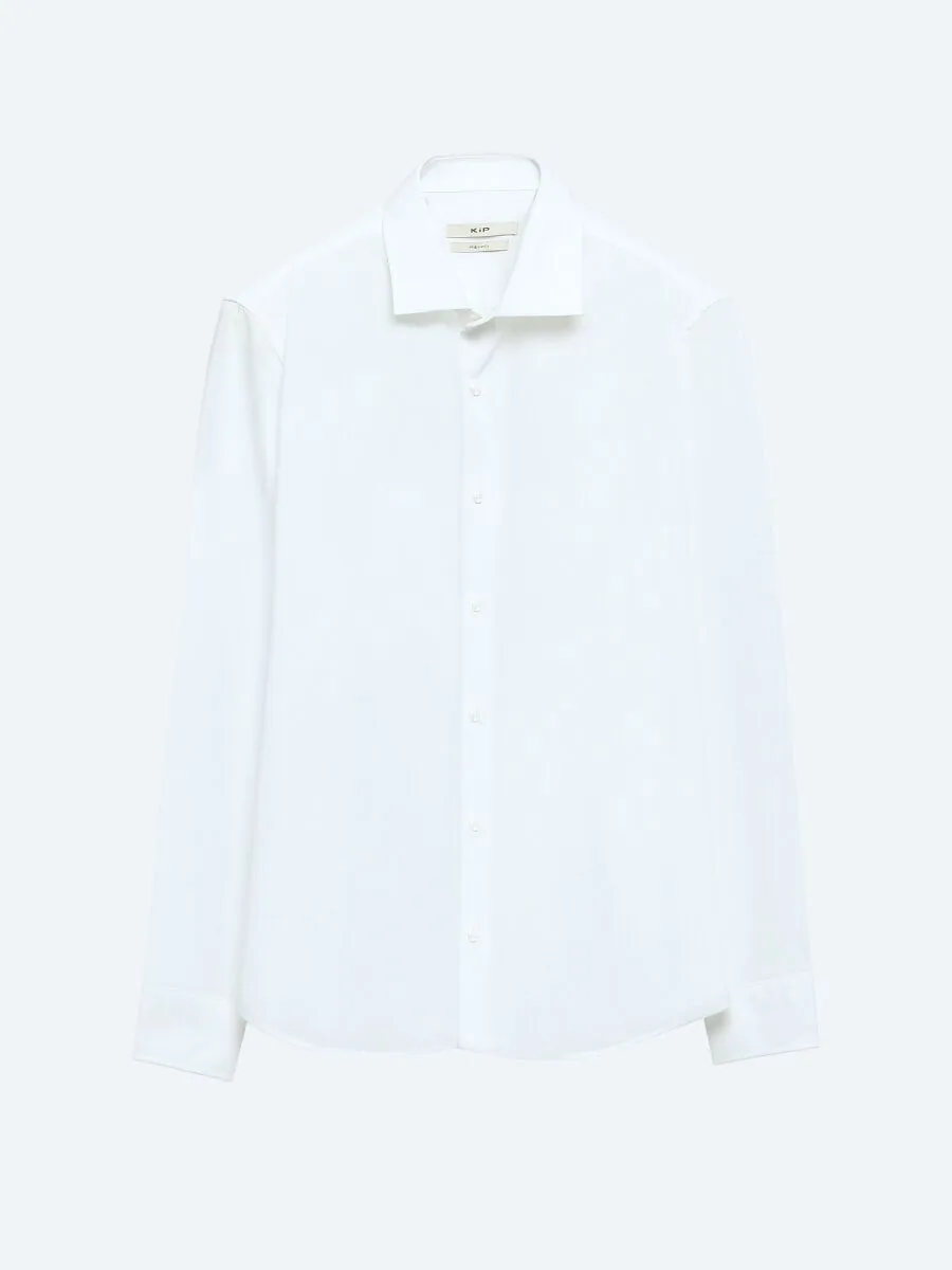 White Regular Fit Weaving Classical Cotton Blended Shirt - 6