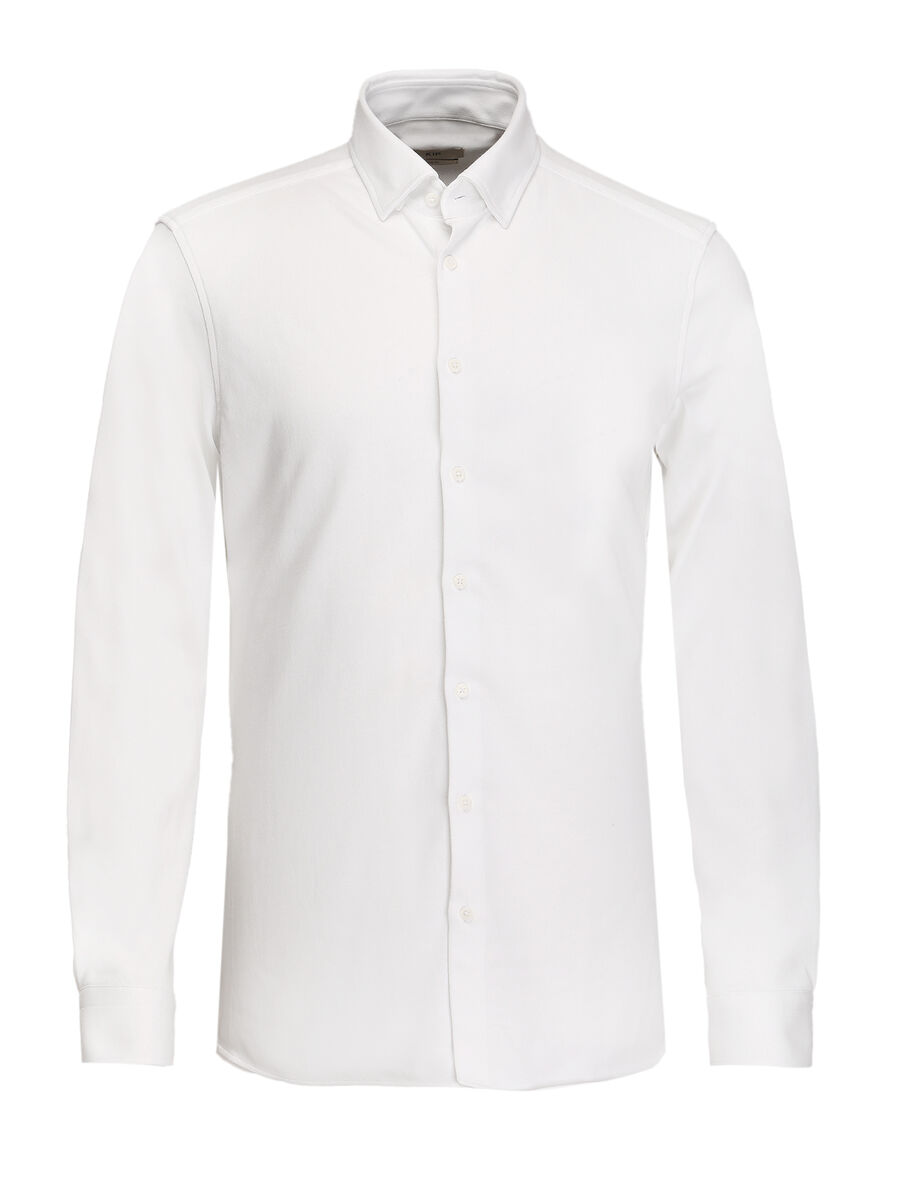 White Slim Fit Knitting Casual 100% Cotton Shirt - 6