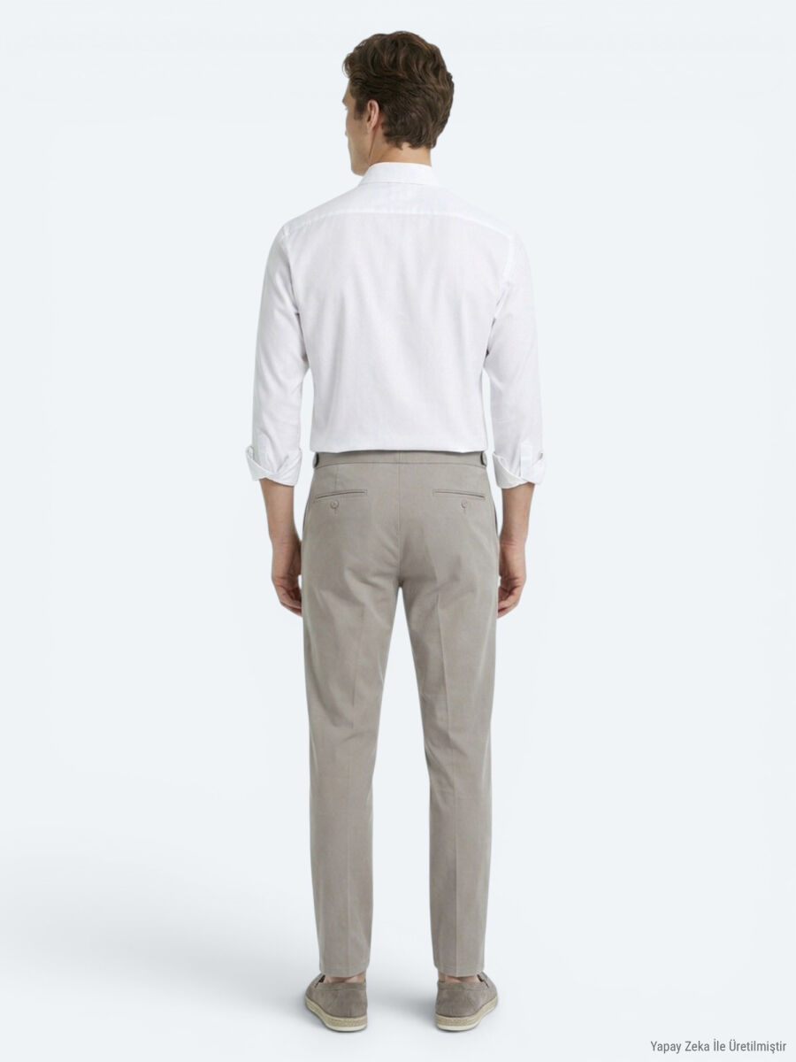 White Slim Fit Long Weaving Classical 100% Cotton Shirt - 5