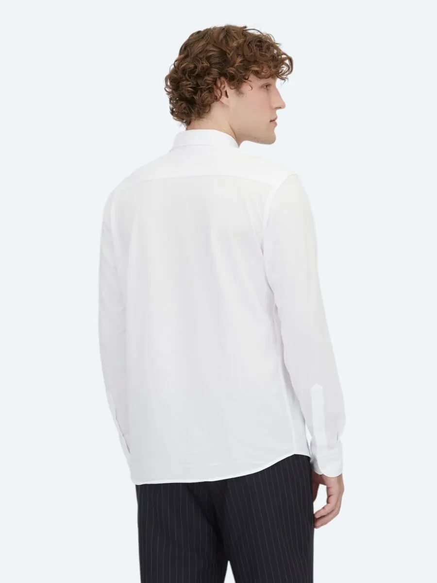 White Striped Regular Fit Knitting Casual Cotton Blended Shirt - 5