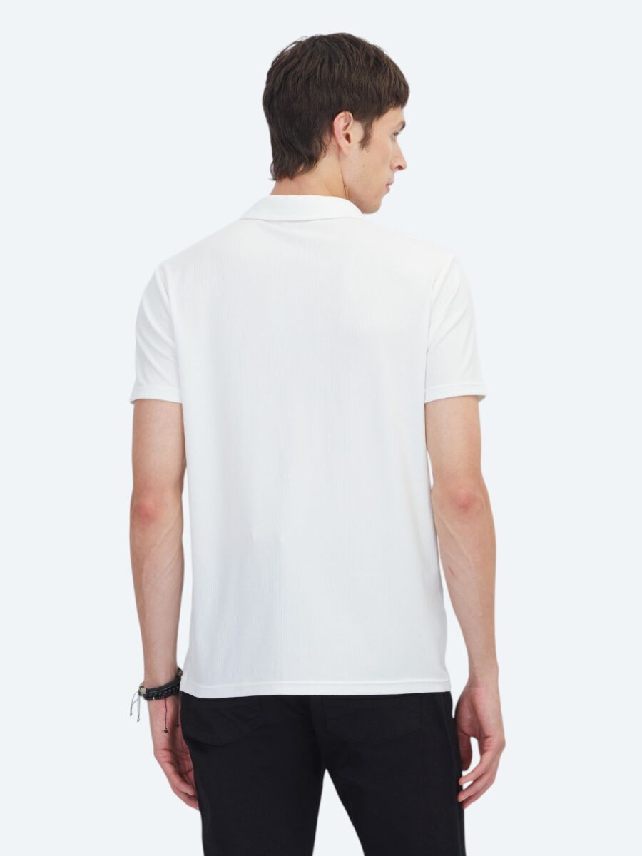 White Striped Regular Fit Short Knitting Casual Shirt - 6