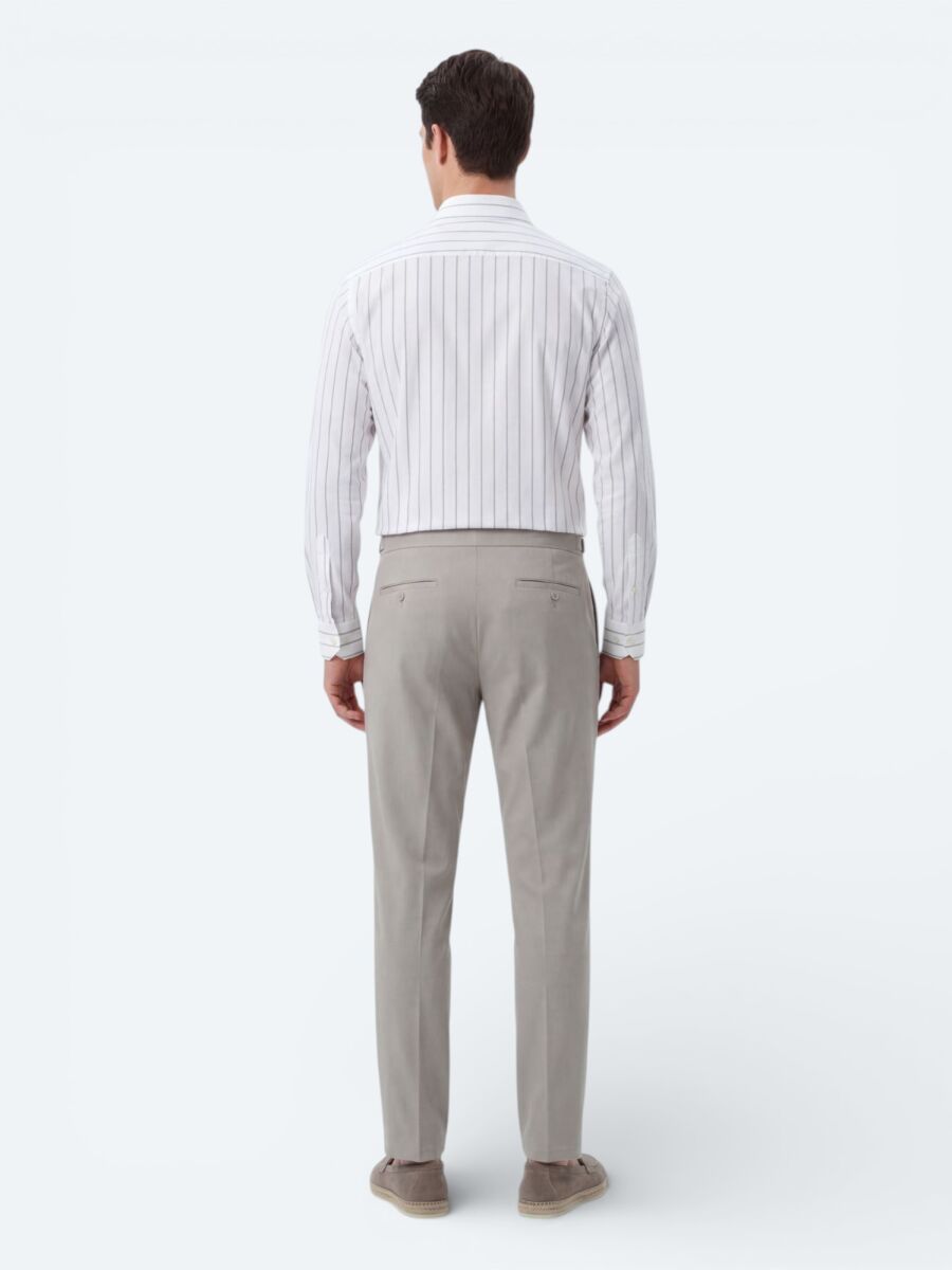 White Striped Regular Fit Weaving Casual Cotton Blended Shirt - 5