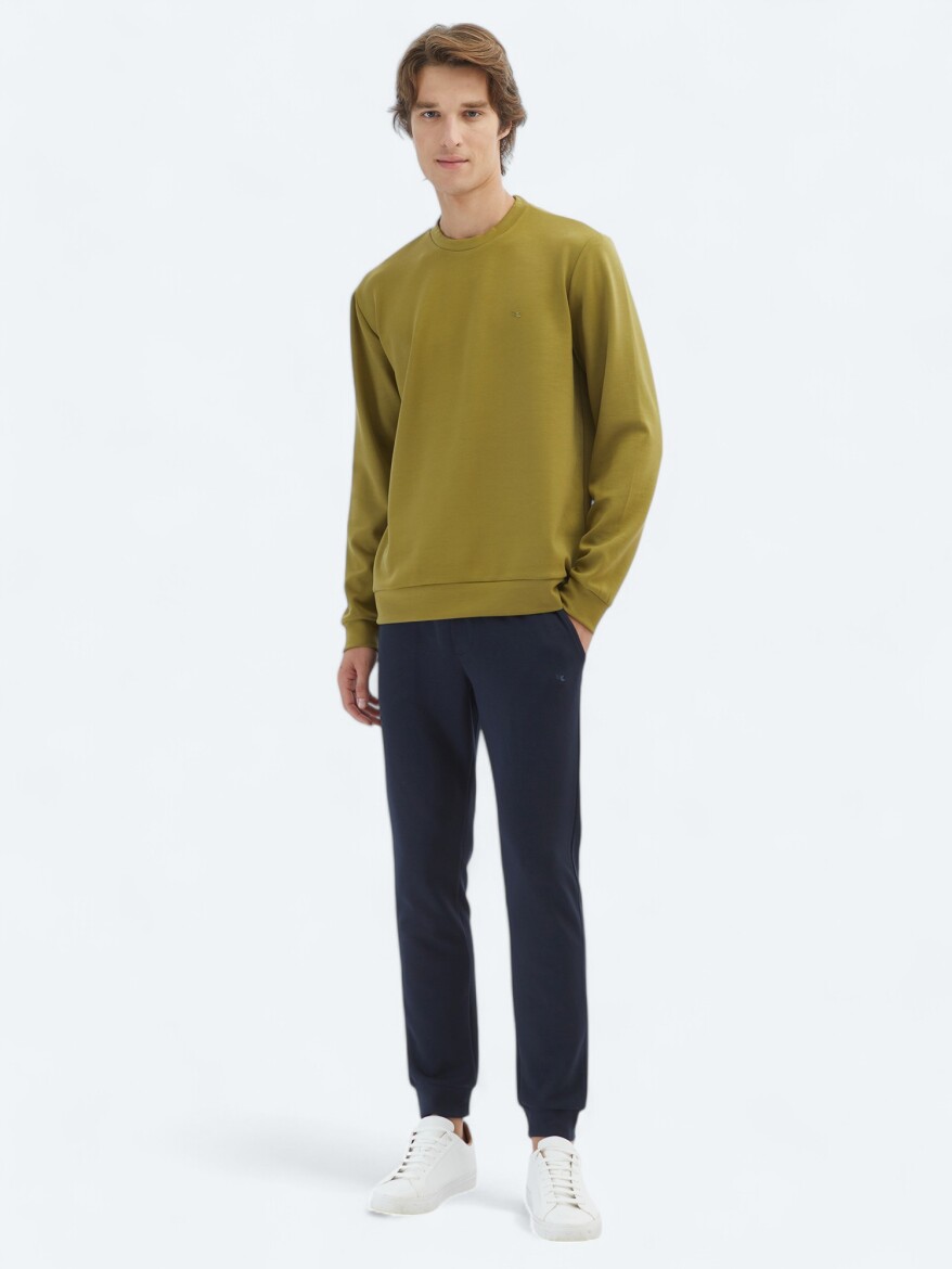 Yağ Yeşili Bisiklet Yaka Sweatshırt - KİP