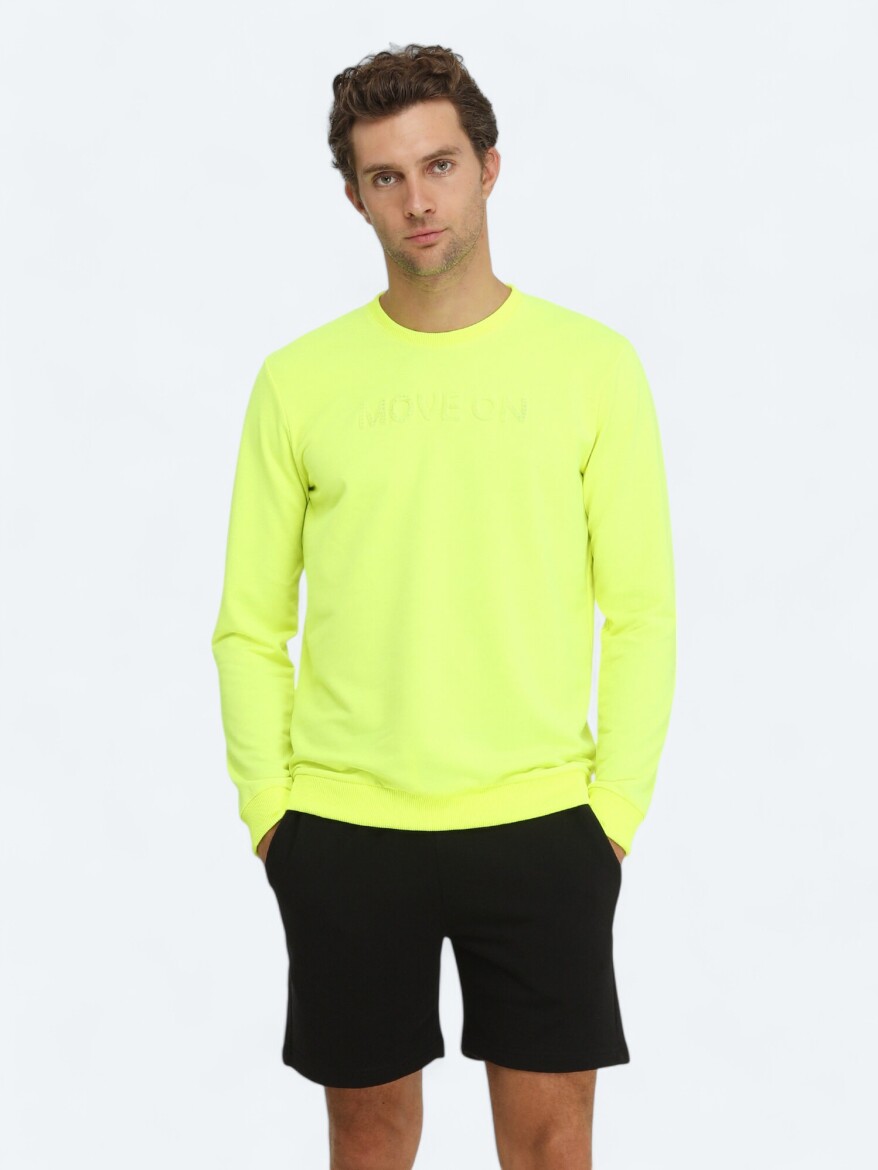 Yellow Crew Neck Printed Sweatshirt - 1