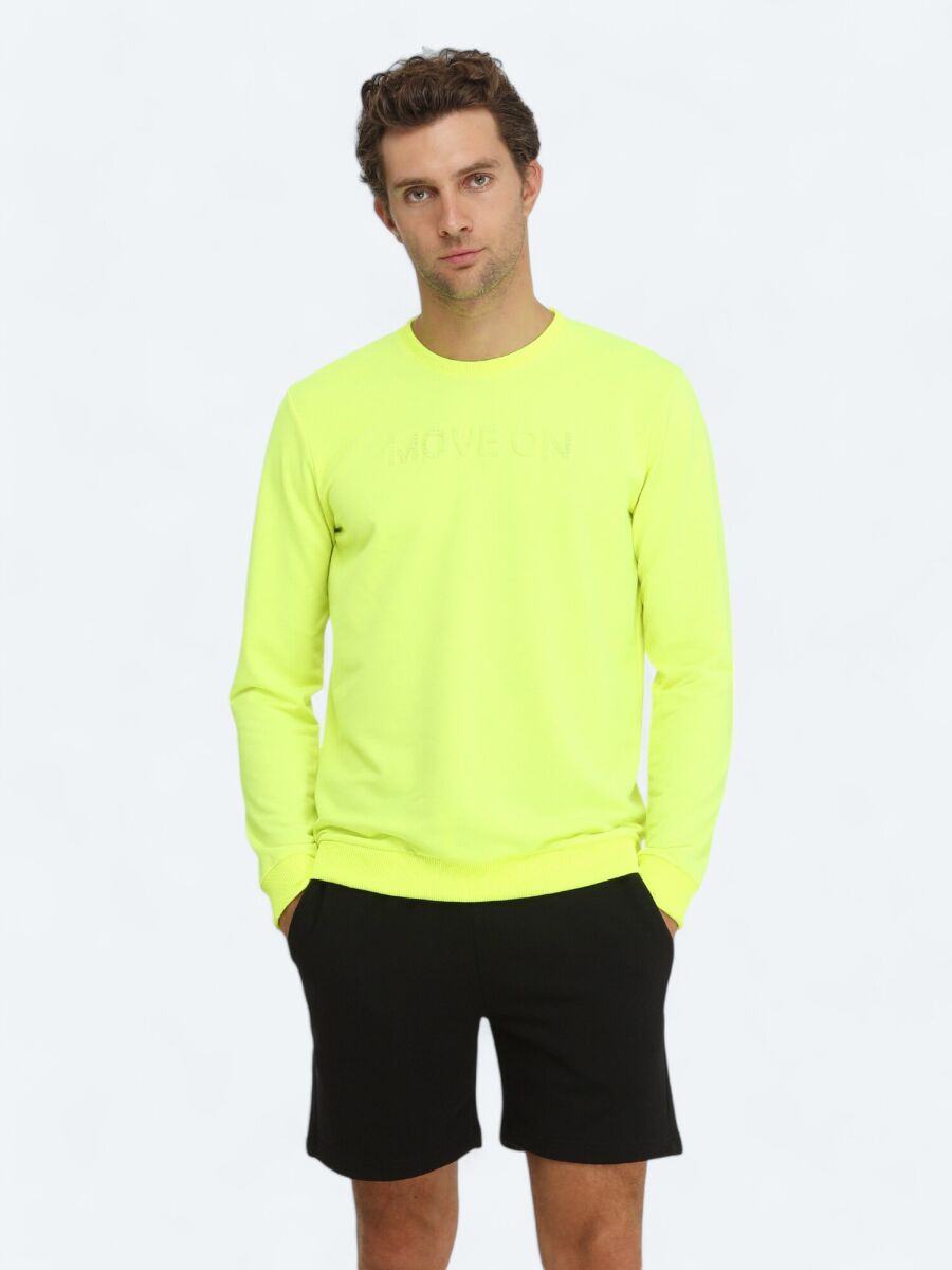 Yellow Crew Neck Printed Sweatshirt - 1