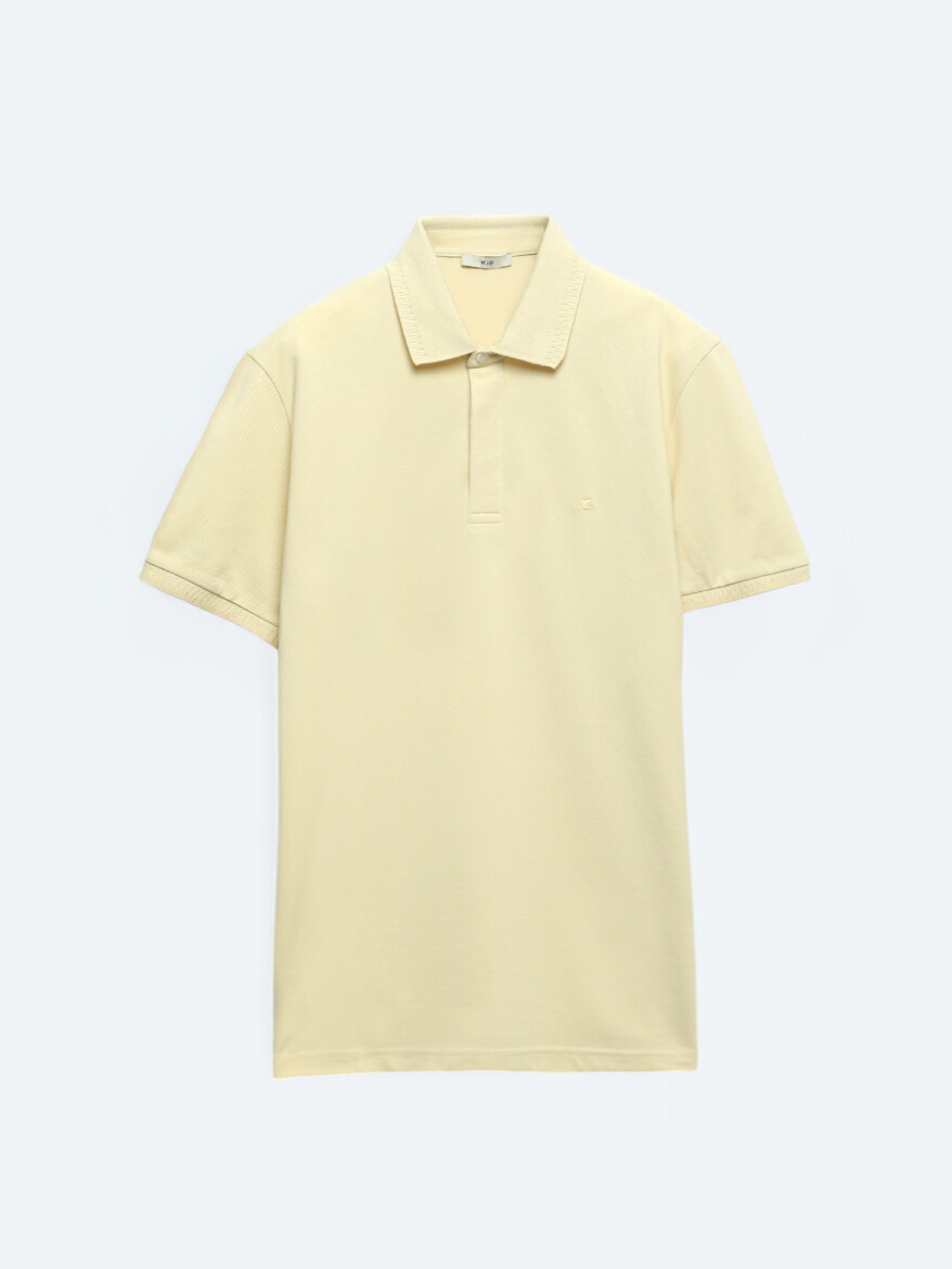 Yellow Plain Polo Neck 100% Cotton T-Shirt - 6