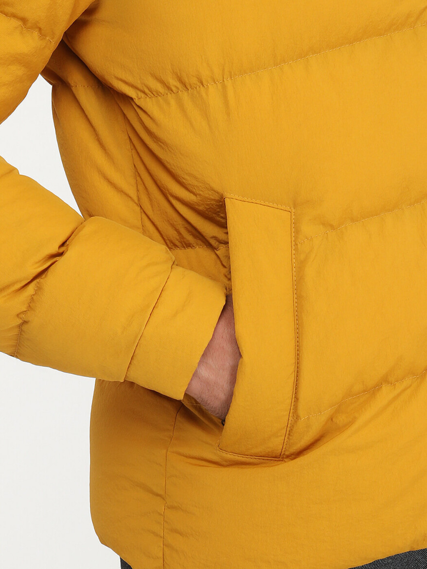 Yellow Regular Fit Hooded Casual Weaving Coat - 5