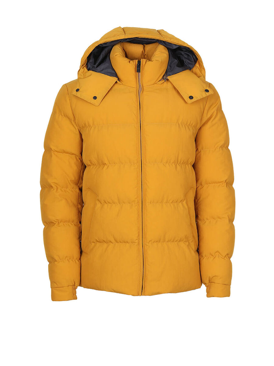 Yellow Regular Fit Hooded Casual Weaving Coat - 8