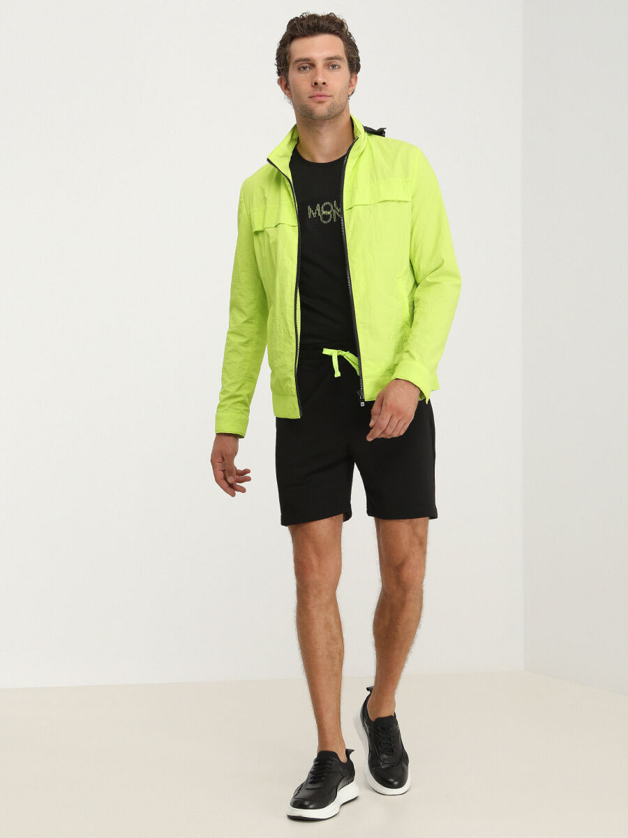 Yellow Regular Fit Hooded Casual Weaving Coat - 3