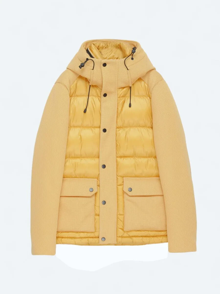 Yellow Regular Fit Hooded Casual Weaving Coat - 1