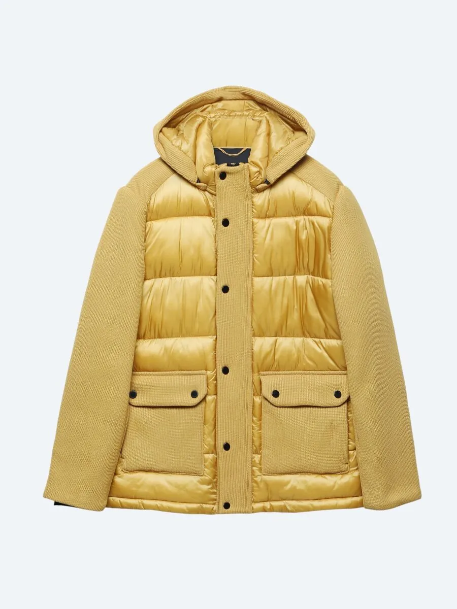 Yellow Regular Fit Hooded Casual Weaving Coat - 8