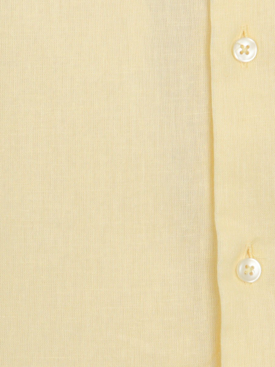 Yellow Regular Fit Long Weaving Casual Cotton Blended Shirt - 10