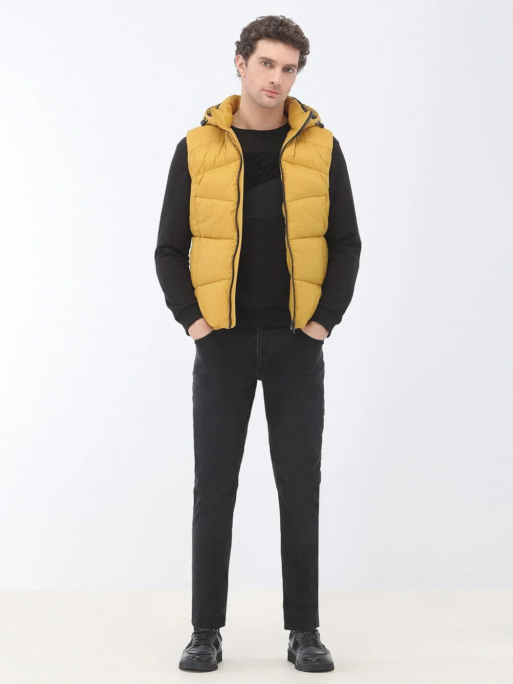 Yellow Weaving Puffer Vest - 2