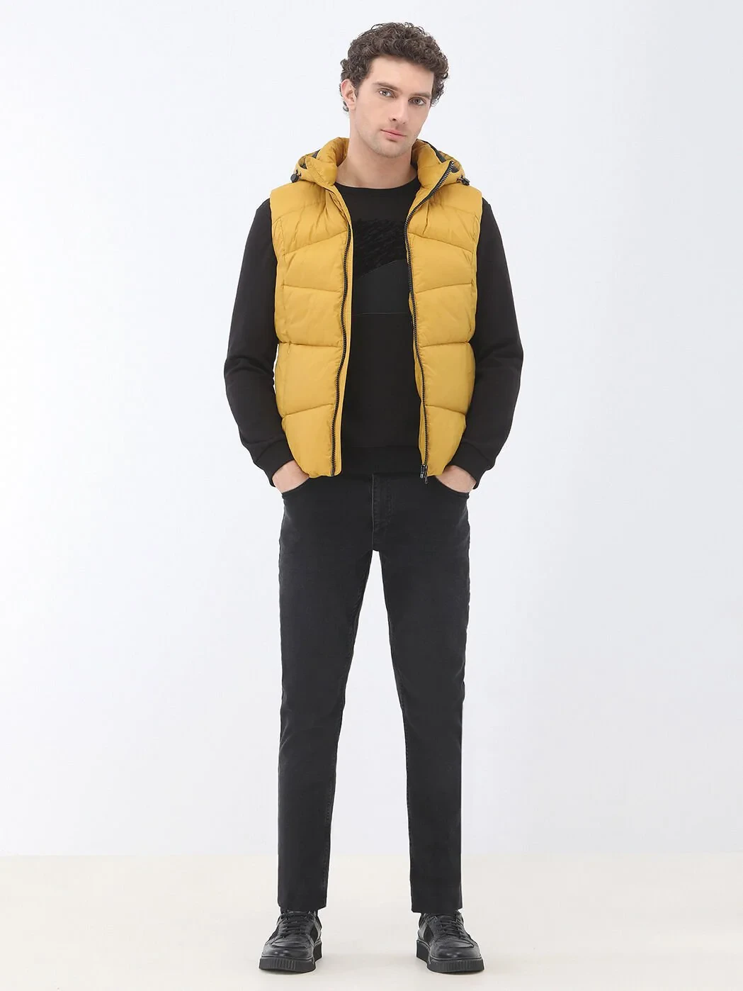 Yellow Weaving Puffer Vest - 2
