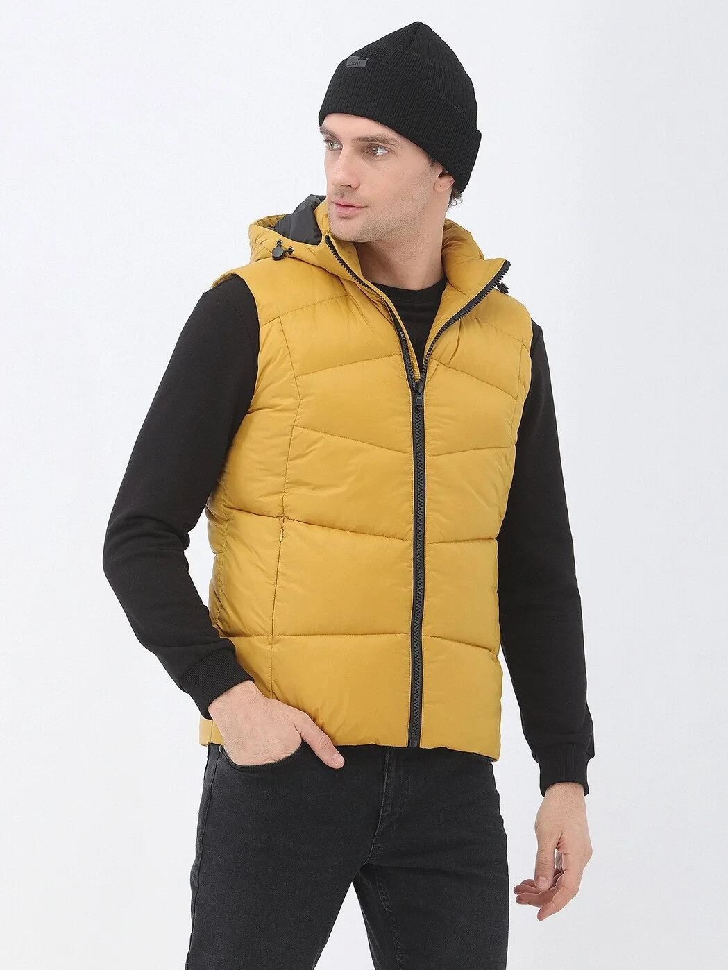 Yellow Weaving Puffer Vest - 5