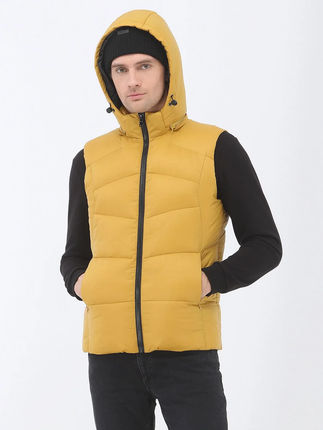 Yellow Weaving Puffer Vest - 6