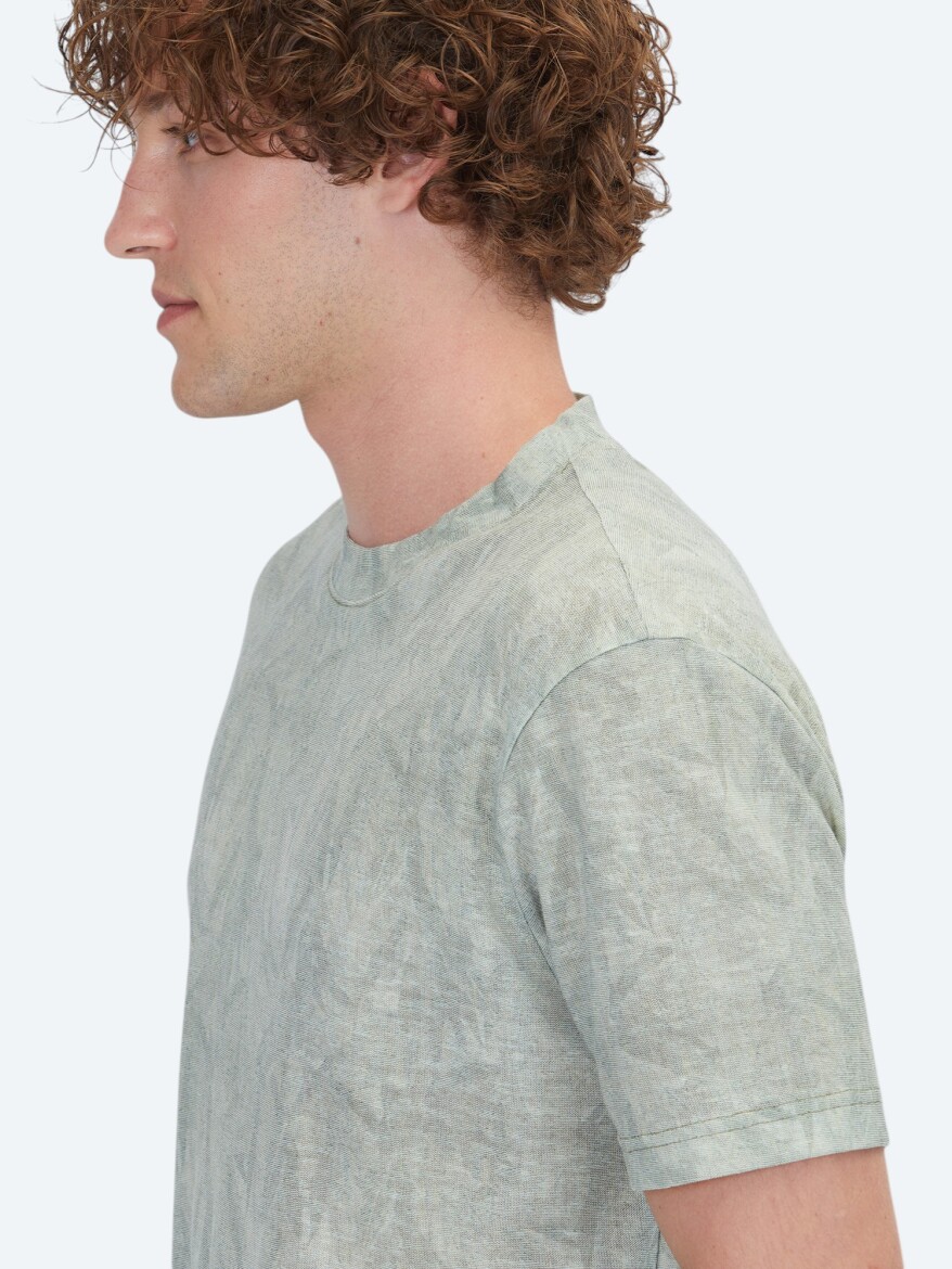 Yeşil Baskılı Pamuk Karışımlı T-Shirt - 4