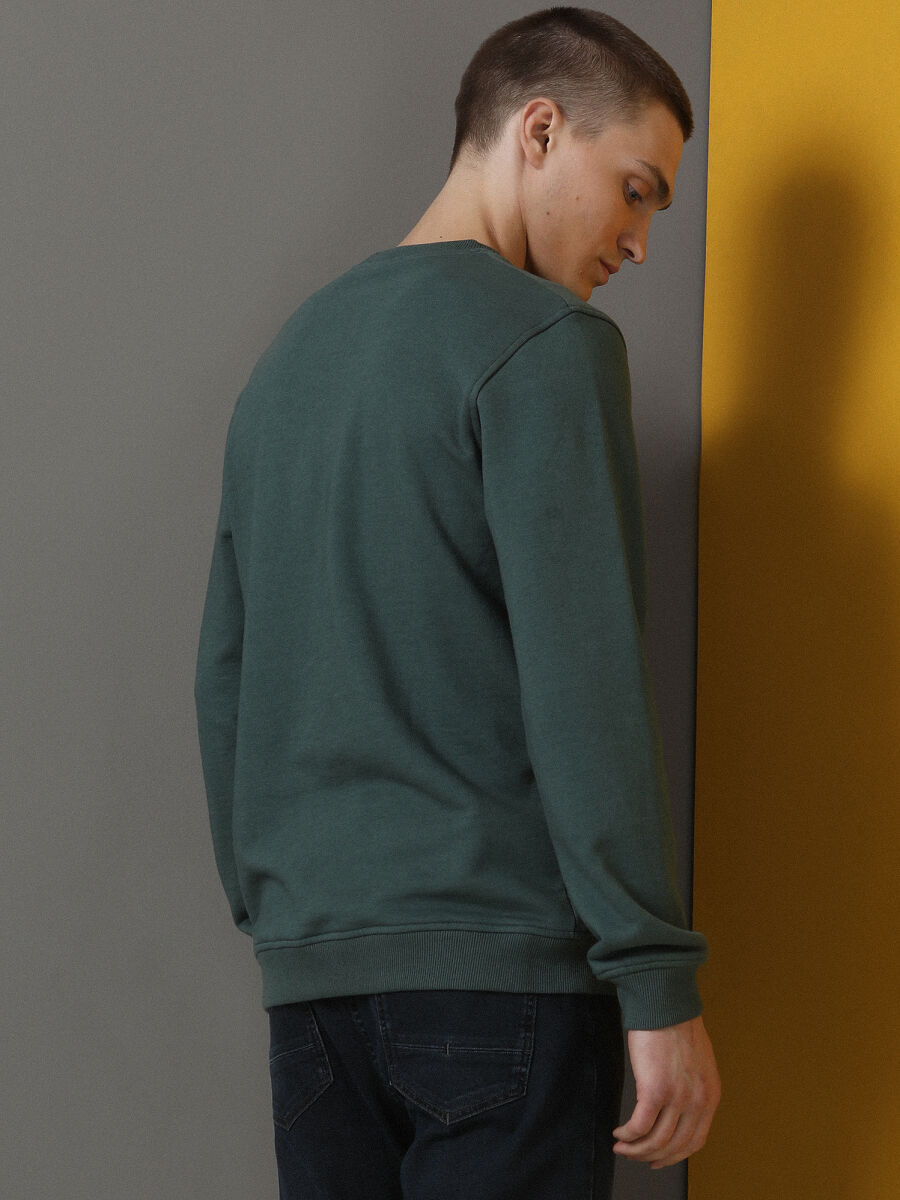Yeşil Baskılı Sweatshırt - 3