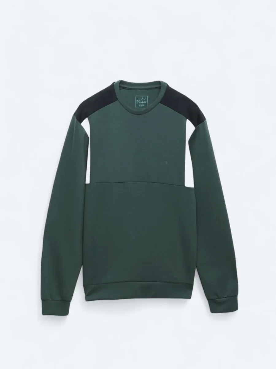 Yeşil Bisiklet Yaka Düz Sweatshırt - 7