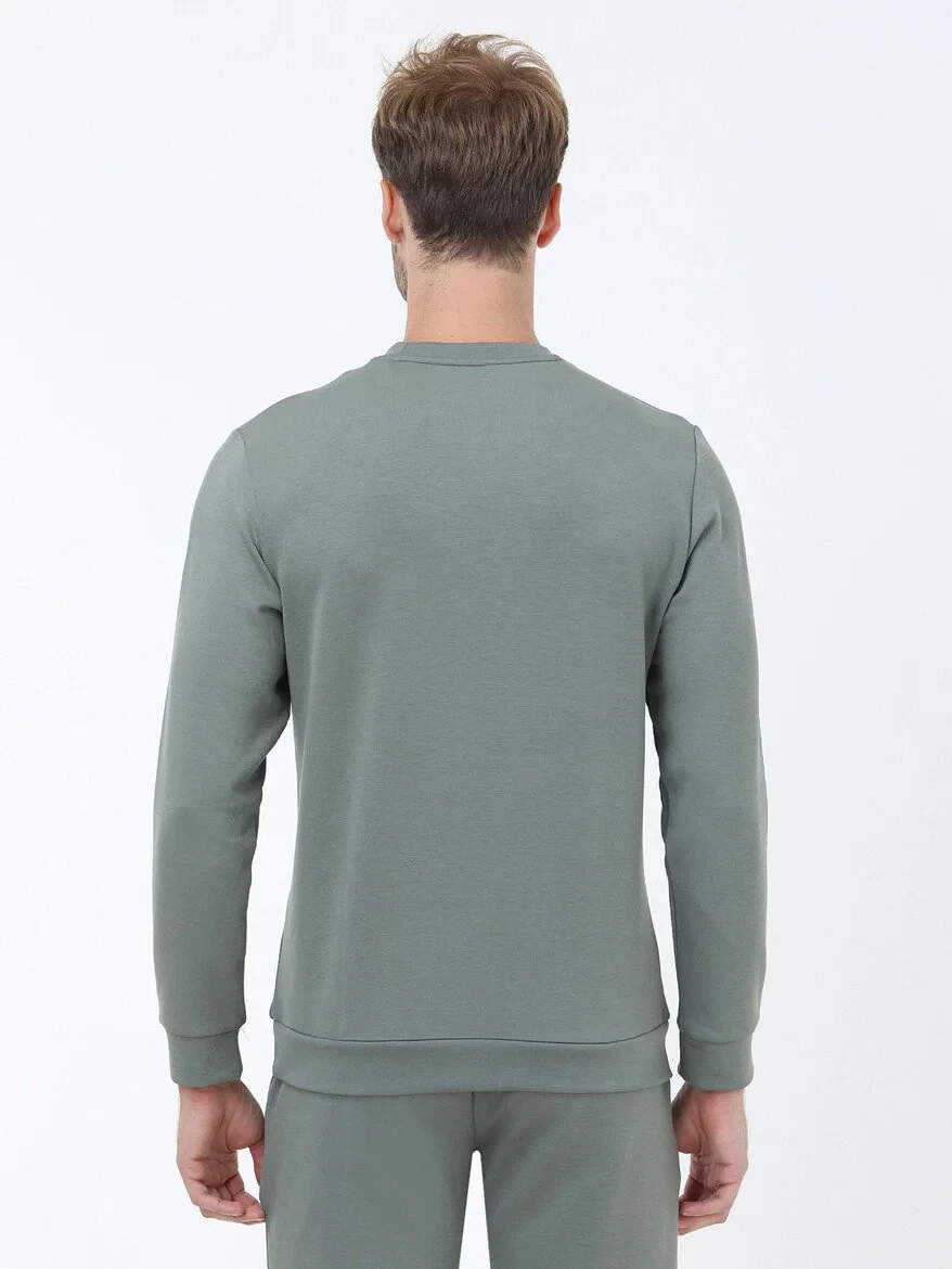 Yeşil Bisiklet Yaka Sweatshırt - 5