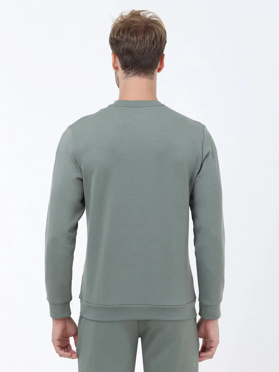 Yeşil Bisiklet Yaka Sweatshırt - 5