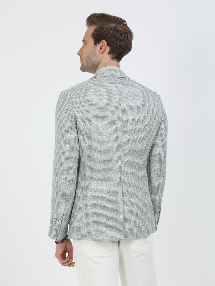 Yeşil Desenli Modern Fit Pamuk Karışımlı Ceket - 4