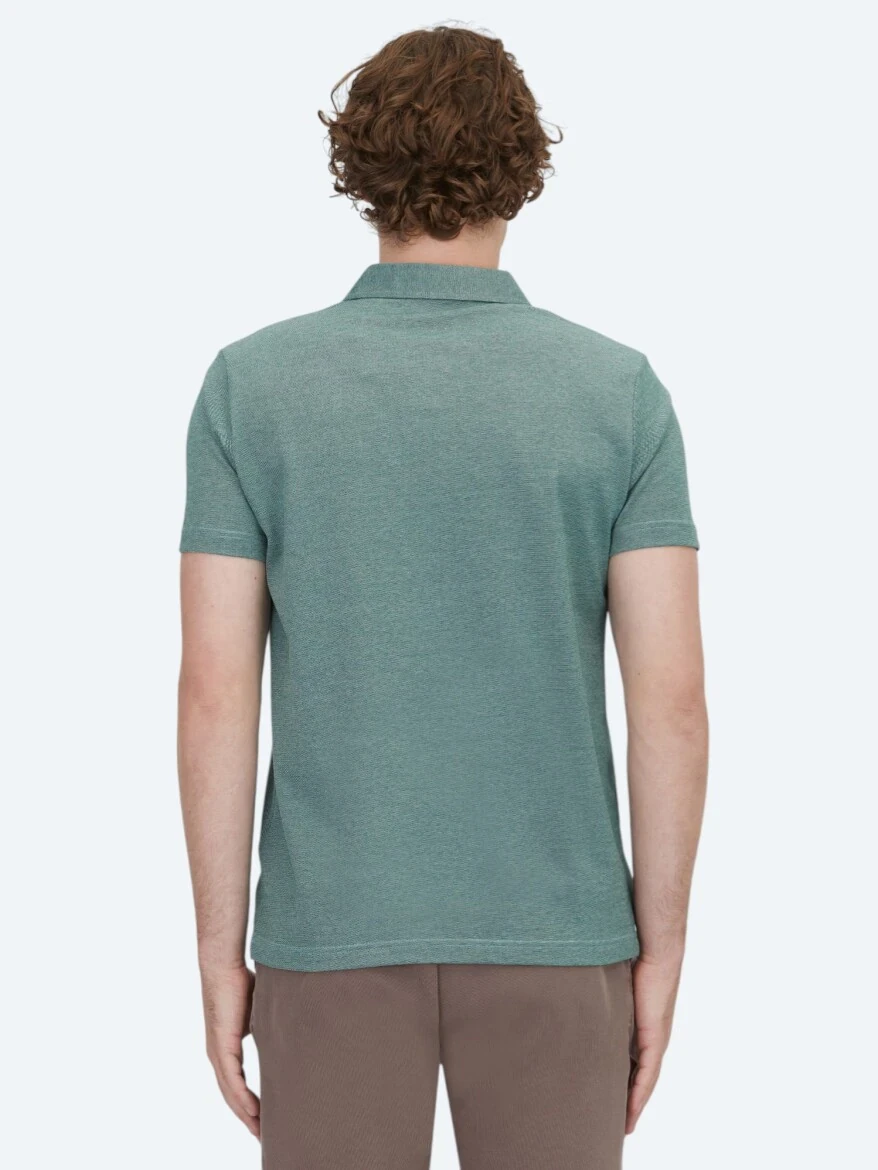 Yeşil Polo Yaka Pamuk Karışımlı T-Shirt - 5