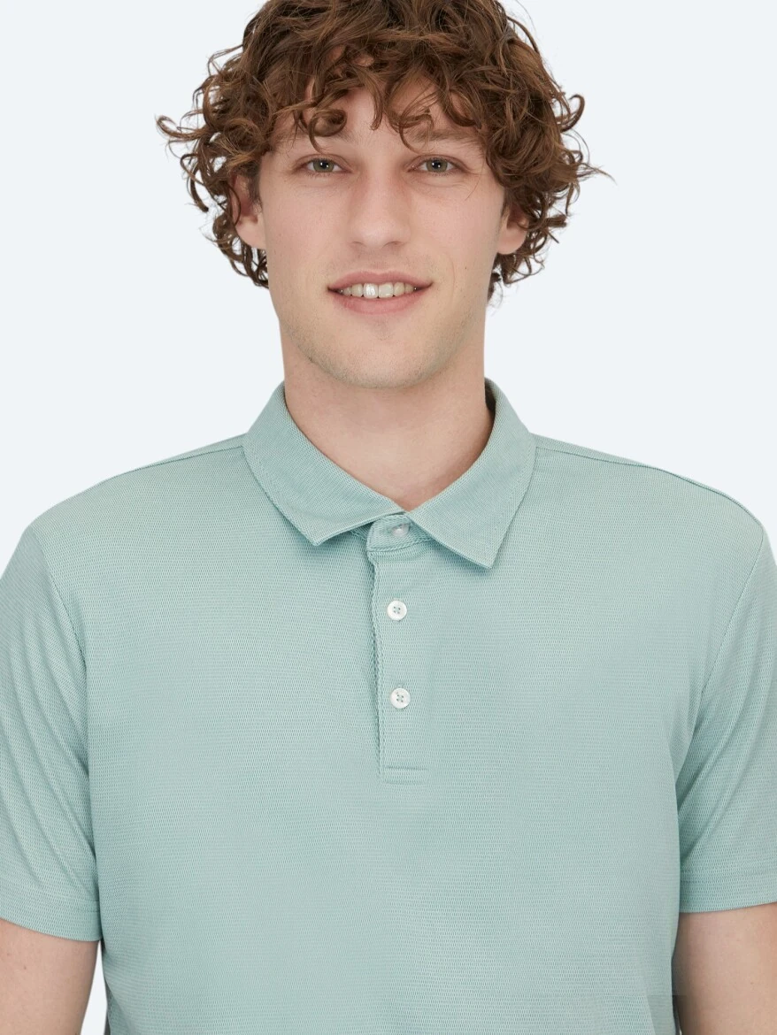 Yeşil Polo Yaka Pamuk Karışımlı T-Shirt - 3