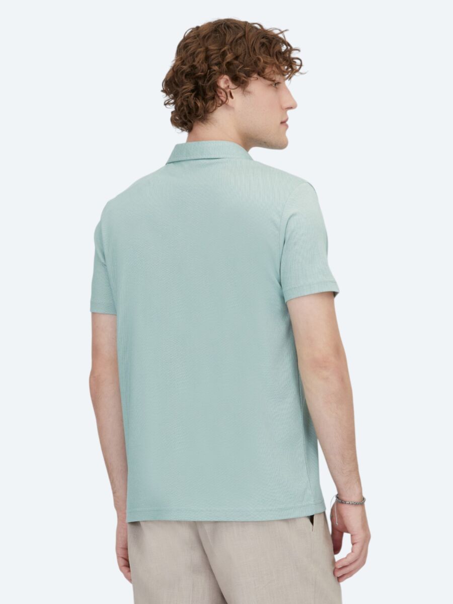 Yeşil Polo Yaka Pamuk Karışımlı T-Shirt - 5