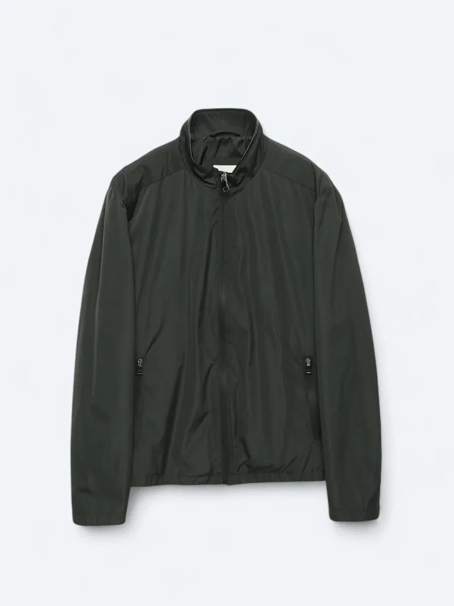Yeşil Regular Fit Dik Yaka Casual Dokuma Mont - 1
